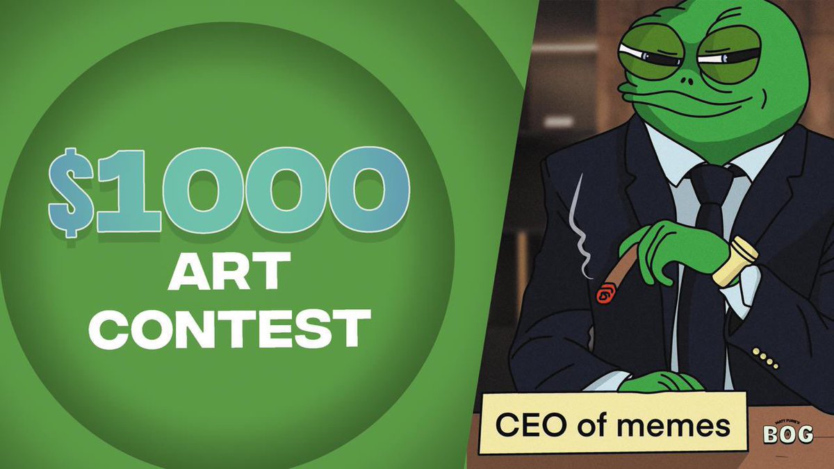 Our $1000 BOG Art contest has concluded 🫵🐸

We were blown away with the hundreds of submissions and will be reviewing and posting the 4 winners within 48 hours 🎉

Another huge thanks to our $BOG community, your art submissions were very creative 🎊