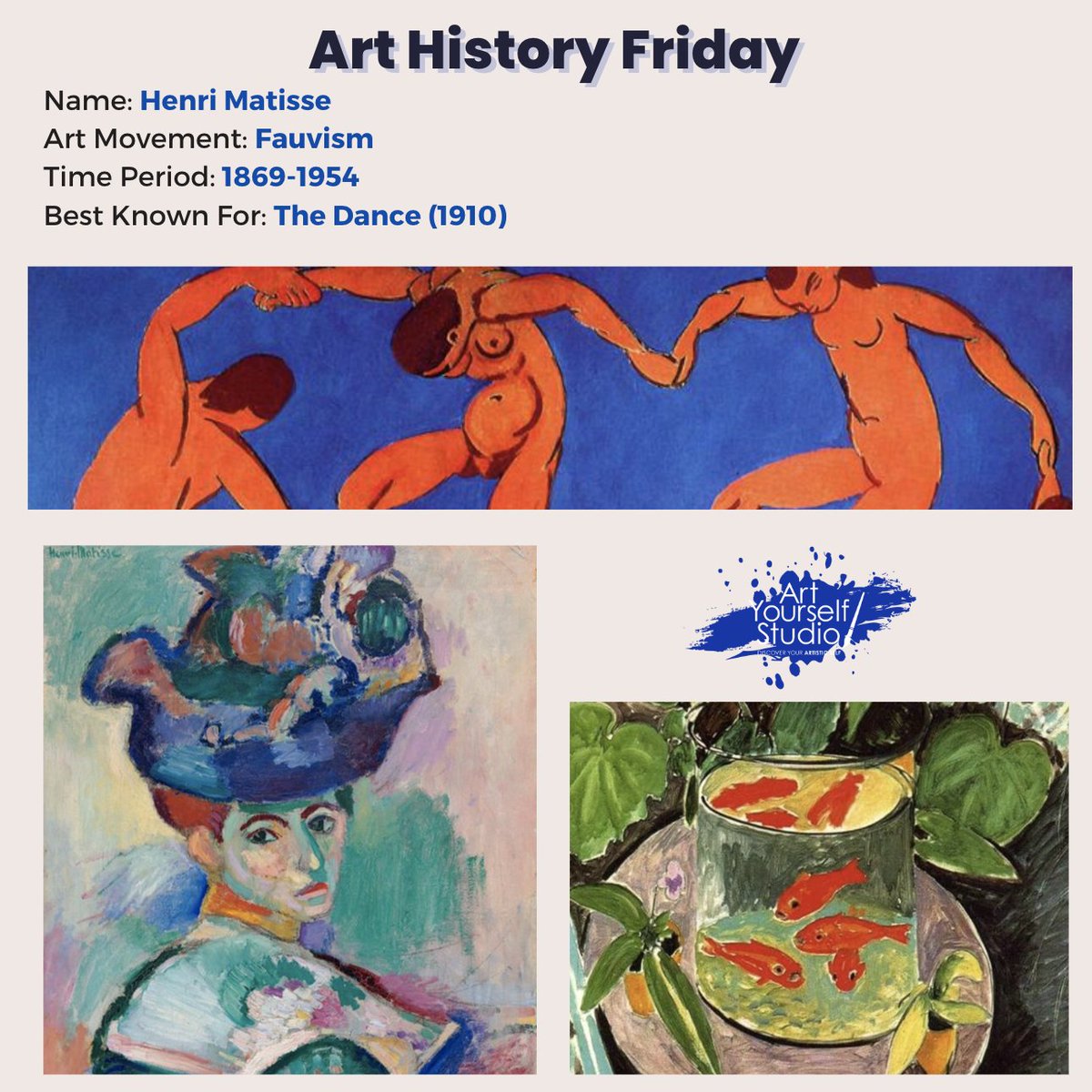 Gindivingcoach's tweet photo. Celebrating the vibrant world of Henri Matisse, a master of color and form. #HenriMatisse #ArtHistory #ArtYourselfStudio https://t.co/ztuhnWVENA