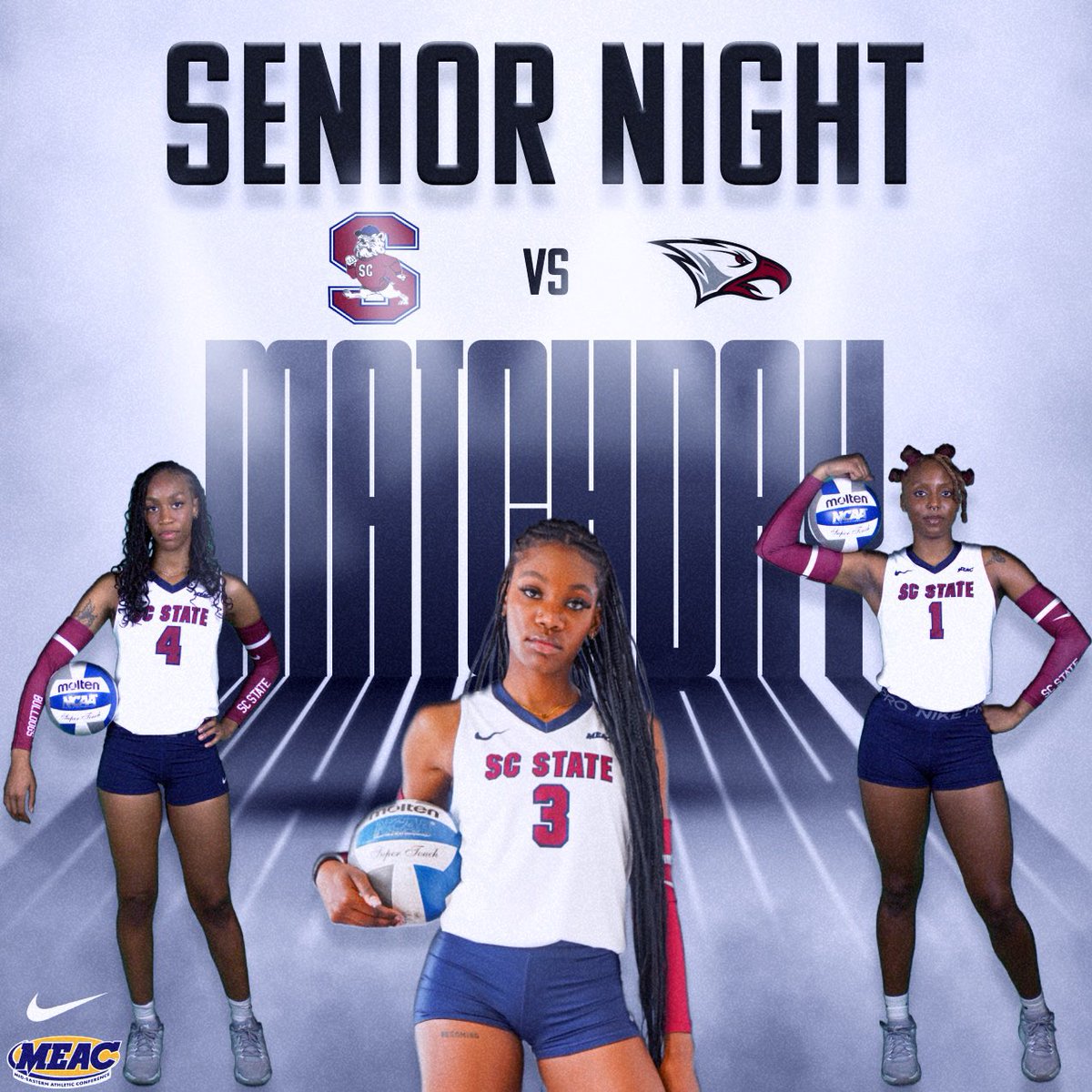 𝐒𝐄𝐍𝐈𝐎𝐑 𝐍𝐈𝐆𝐇𝐓 🎓

Join us in Dukes at 6 PM as we take on the Lady Eagles of NCCU &amp; honor ur seniors Kiyah, Hailey &amp; Xaria! 🤩💙❤️

#FearTheBite | #WeAreSCState | #BulldogTenacity 🐶