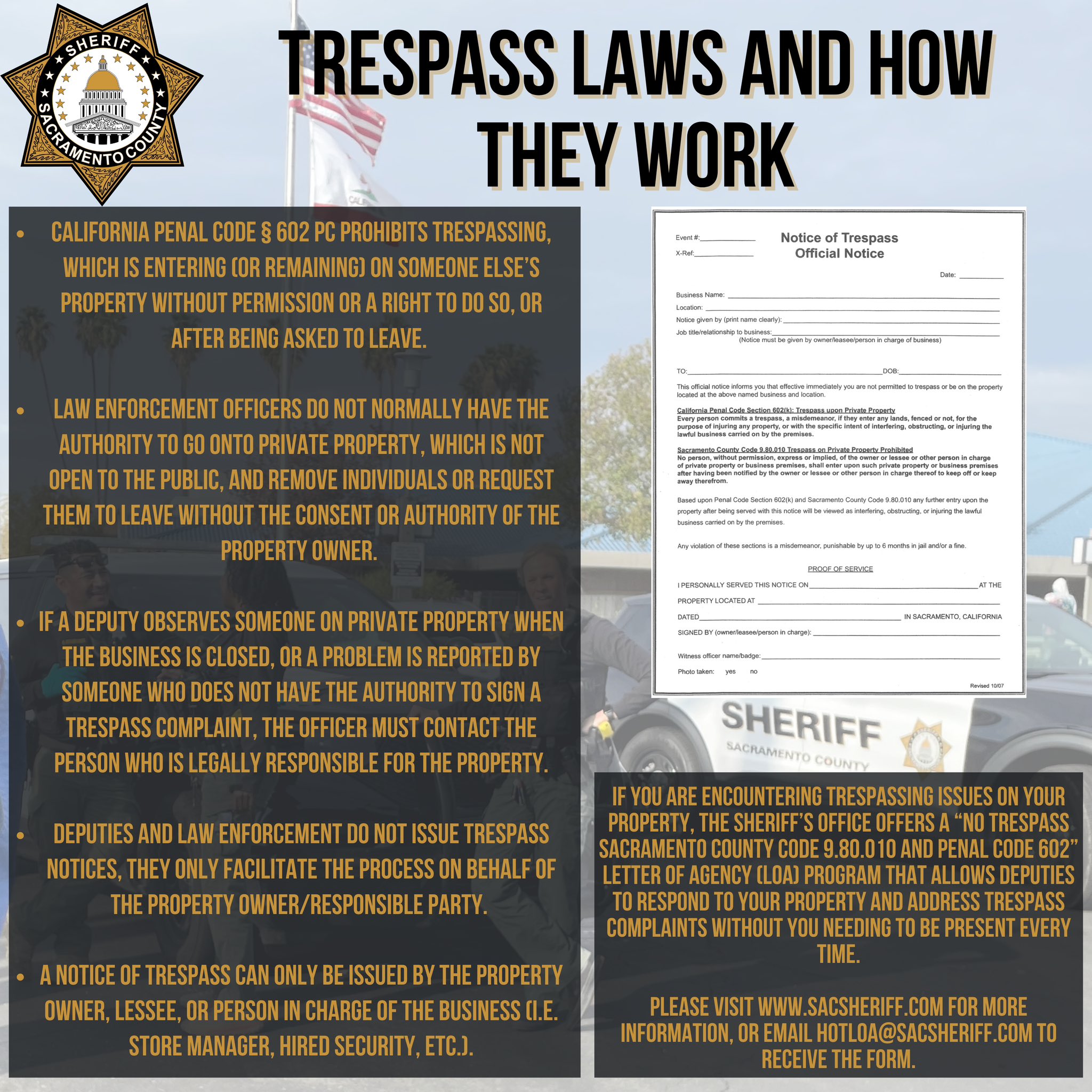 Sacramento Sheriff on X: &ldquo;Trespassing laws can be confusing, even 