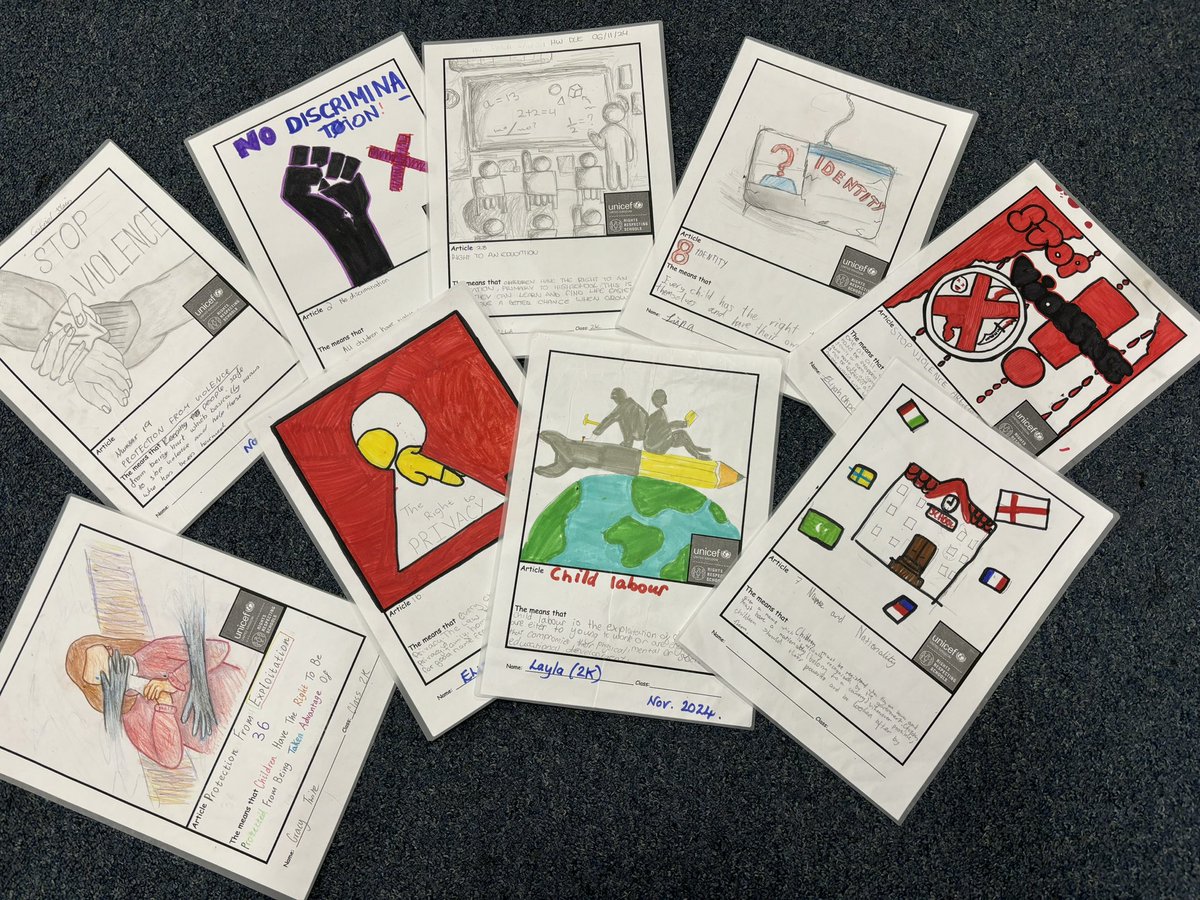 holyroodmods's tweet photo. Some terrific homework by 2H and 2K! Creating  a new batch of UNCRC posters for display in the department! @HolyroodRrs 
💙 💙💙💙 https://t.co/J9tt9VKuTK