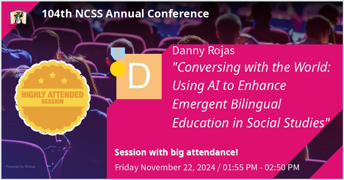 Danny Rojas, M. Ed. (@drojas_5) on Twitter photo Excited to present at the NCSS Annual Conference on Conversing with the World: Using AI to Enhance Emergent Bilingual Education in Social Studies. Representing Texas and <a href="/gisdnews/">Garland ISD</a>! #NCSS2024 <a href="/GISDTLD/">Teaching & Learning Development</a> <a href="/Hatch_2116/">John Hatch</a> <a href="/SereneD15/">David Serene</a> <a href="/RichVickery/">Rich Vickery</a> <a href="/MsV_TX/">Stephanie Villarreal, M.Ed.</a> Excited to present at the NCSS Annual Conference on Conversing with the World: Using AI to Enhance Emergent Bilingual Education in Social Studies. Representing Texas and <a href="/gisdnews/">Garland ISD</a>! #NCSS2024 <a href="/GISDTLD/">Teaching & Learning Development</a> <a href="/Hatch_2116/">John Hatch</a> <a href="/SereneD15/">David Serene</a> <a href="/RichVickery/">Rich Vickery</a> <a href="/MsV_TX/">Stephanie Villarreal, M.Ed.</a>