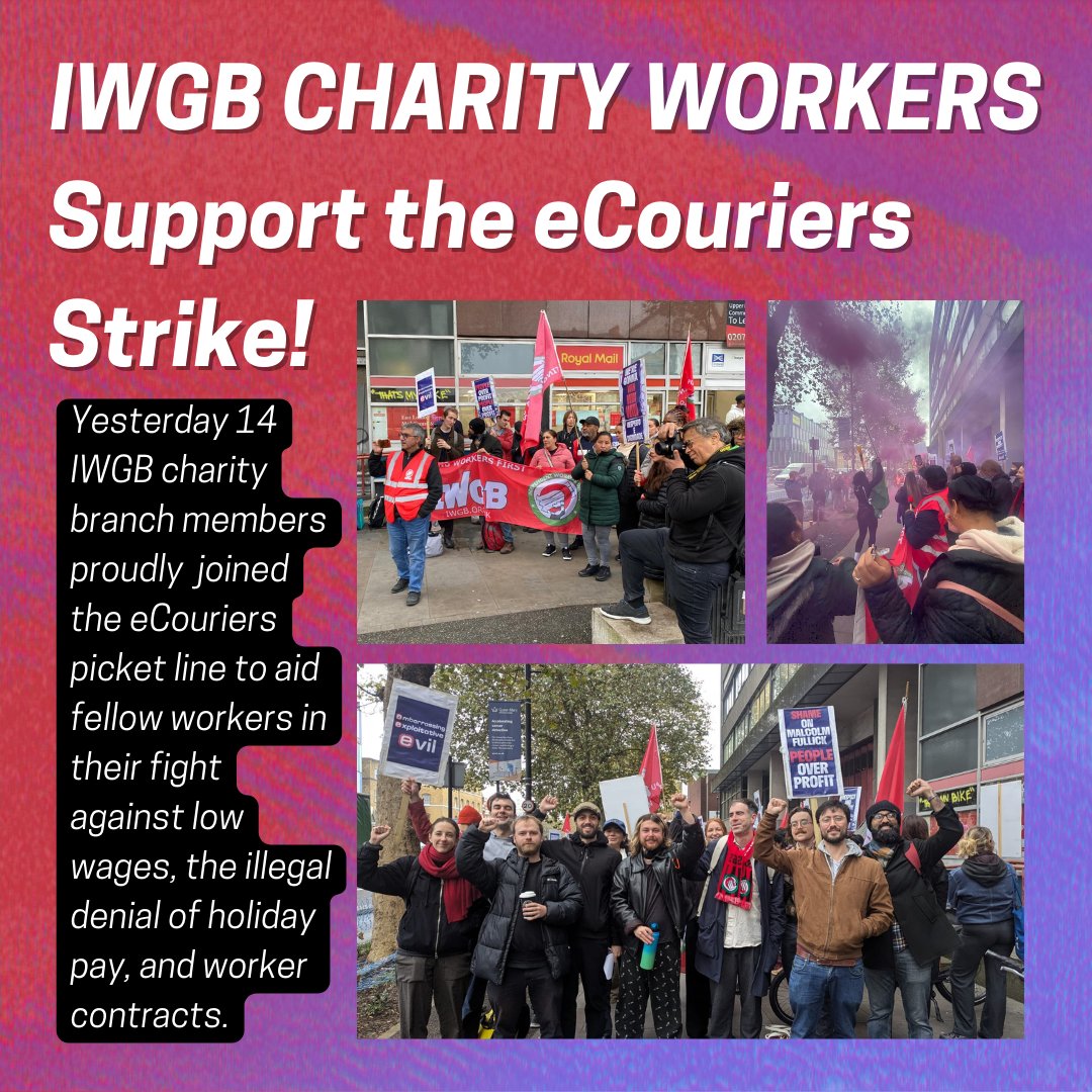 IWGB Charity Workers Branch (@iwgbcharity) on Twitter photo Yesterday 14 <a href="/IWGBunion/">IWGB</a> charity branch members proudly joined the eCouriers picket line to aid <a href="/IWGB_CLB/">IWGB Couriers</a> in their fight against low wages, the illegal denial of holiday pay, and worker contracts. Yesterday 14 <a href="/IWGBunion/">IWGB</a> charity branch members proudly joined the eCouriers picket line to aid <a href="/IWGB_CLB/">IWGB Couriers</a> in their fight against low wages, the illegal denial of holiday pay, and worker contracts.