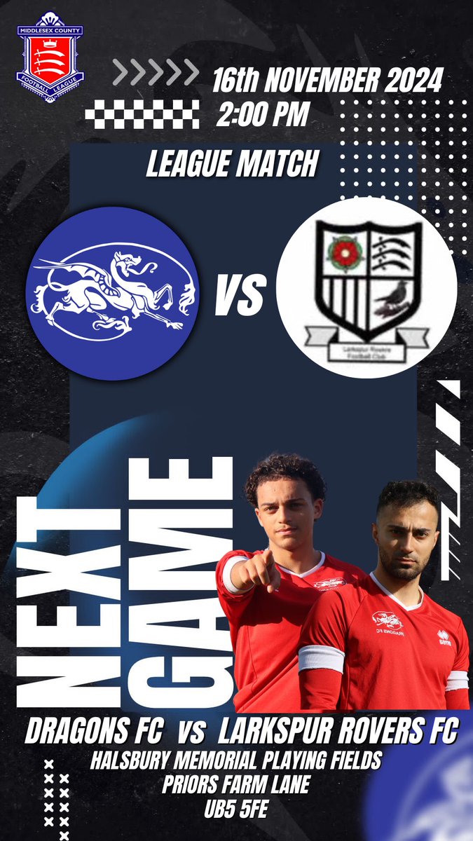Kensington Dragons FC (@kendragonsfc) on Twitter photo KDFC are playing away 🎉
Come down and show your support 📢
1st Team Match Details:
🗓️16/11/2024
🏆Middlesex Premier Div
⏱️2:00PM Kick Off
🆚<a href="/LarkspurRovers/">Larkspur Rovers FC</a>
🏟️Lord Halsbury Memorial Playing Fields
Priors Farm Lane
Northolt
UB5 5FE
🎟️ £0
#COYD #KDFC #awaydays #football KDFC are playing away 🎉
Come down and show your support 📢
1st Team Match Details:
🗓️16/11/2024
🏆Middlesex Premier Div
⏱️2:00PM Kick Off
🆚<a href="/LarkspurRovers/">Larkspur Rovers FC</a>
🏟️Lord Halsbury Memorial Playing Fields
Priors Farm Lane
Northolt
UB5 5FE
🎟️ £0
#COYD #KDFC #awaydays #football