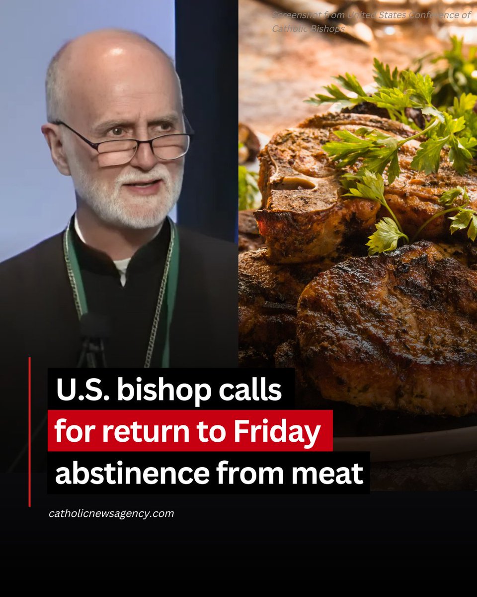 cnalive's tweet photo. A leading U.S. Catholic bishop called on his fellow bishops to help revive the tradition of abstinence from meat on Fridays as a way to commemorate the upcoming 10th anniversary of Pope Francis’ 2015 environmental encyclical Laudato Si'.

Archbishop Borys Gudziak, chairman of the United States Conference of Catholic Bishops’ (USCCB) Committee on Domestic Justice and Human Development, the committee charged with advancing Catholic social teaching, made his remarks at the conference’s annual fall meeting in Baltimore on Nov. 13.

In 1966, the USCCB removed the obligation of the faithful to abstain from meat on Fridays except during Lent. The tradition of fasting on Fridays dates back to the early Church but was codified in canon law in 1917. 

“We could renew the tradition of Friday abstinence from meat,” said Gudziak, the metropolitan archbishop of the Ukrainian Catholic Archeparchy of Philadelphia. “A return to Friday abstinence would be good for the soul and for the planet, maybe for something else, uniting our devotion to the Lord and reverence for the Lord’s creation.”

He noted that in 2011, the Catholic bishops of England and Wales introduced the pre-Vatican II practice, inspired by a pastoral visit to England by Pope Benedict XVI, who he said was known as the “Green Pope” for his emphasis on the importance of caring for creation.

Reintroducing fasting on Fridays would also bring the Roman Catholic Church closer to its Eastern brothers, he said. 

“Furthermore, fasting could be an opportunity for synodal engagement, exploring ancient practices in the Latin rite, such as Ember Days or Advent fasts, and other rich Eastern Christian practices among Catholics and others,” Gudziak said. 

In addition to fasting, Gudziak suggested Catholics honor the Sabbath and turn to the sacrament of the Eucharist.

“In a world of constant work and stimulation, with ever-present photos, screens, and gadgets, in essence, our world does not rest and struggles with leisure. Perhaps, providentially, 2025 memorializes not only Laudato Si’ but also the jubilee, a special year rooted in Sabbath rest,” he said.
https://t.co/1Yd994Hblw
