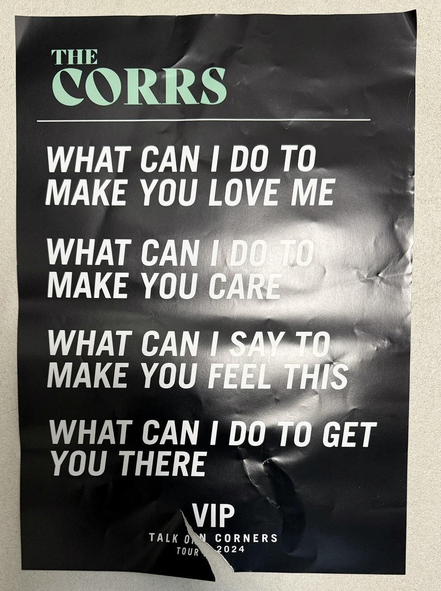 One of the <a href="/CorrsOfficial/">The Corrs Official</a> posters we were given on Monday evening has torn. I suspect <a href="/natimbruglia/">natalie imbruglia</a>
