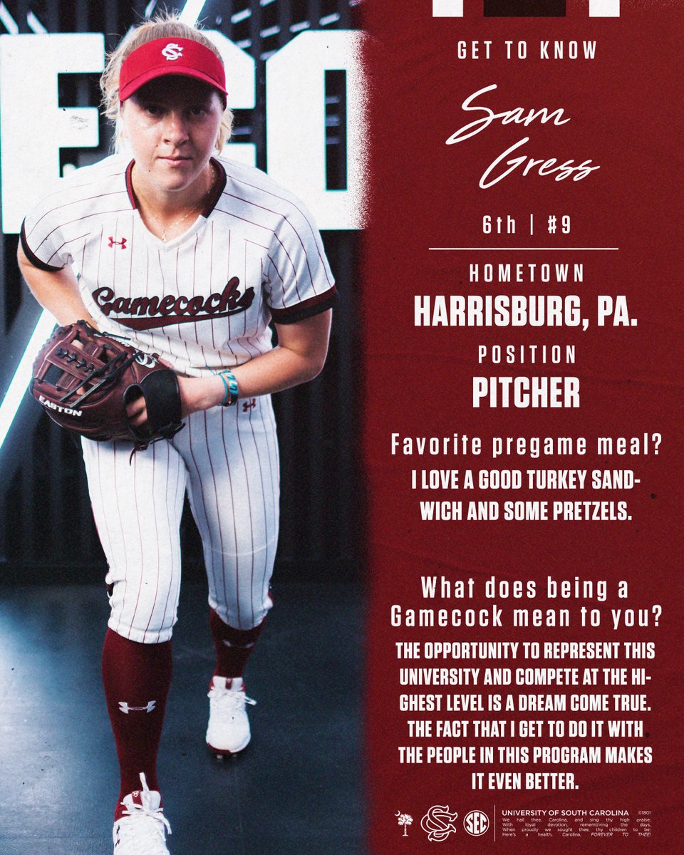 We wrap up our 𝓖𝓮𝓽 𝓣𝓸 𝓚𝓷𝓸𝔀 series with <a href="/samgress_/">sam gress</a>. Sam also played basketball in high school and was a member of the 1,000 point club.

The 📖 on Gress: gamecocksonline.com/roster/sam-gre…