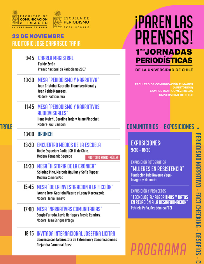 📣¡Paren las Prensas!: Poder y narrativas serán los protagonistas de las primeras jornadas periodísticas de la Universidad de Chile uchile.cl/c221876 #periodismo #poder #prensa