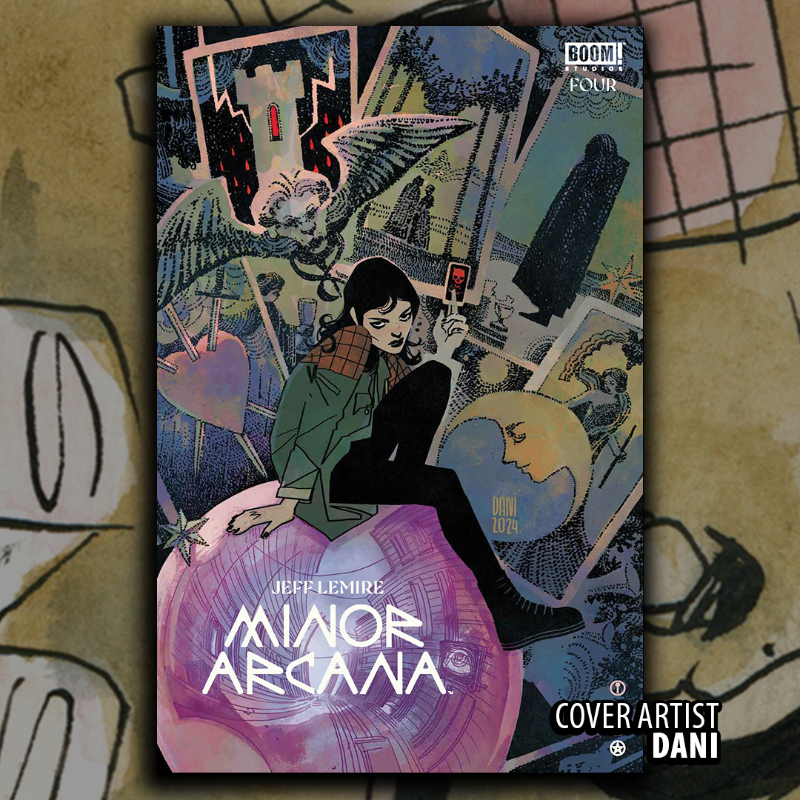 boomstudios's tweet photo. We can see your future! 🔮 This Monday, November 18th is your final day to pre-order:

𝗠𝗜𝗡𝗢𝗥 𝗔𝗥𝗖𝗔𝗡𝗔 𝗜𝗦𝗦𝗨𝗘 𝟰
W/A/C: Jeff Lemire
L: Steve Wands
CVR A/C: Jeff Lemire
CVR B: @blackem_art
CVR D: @allenraul
CVR E/F: DANI