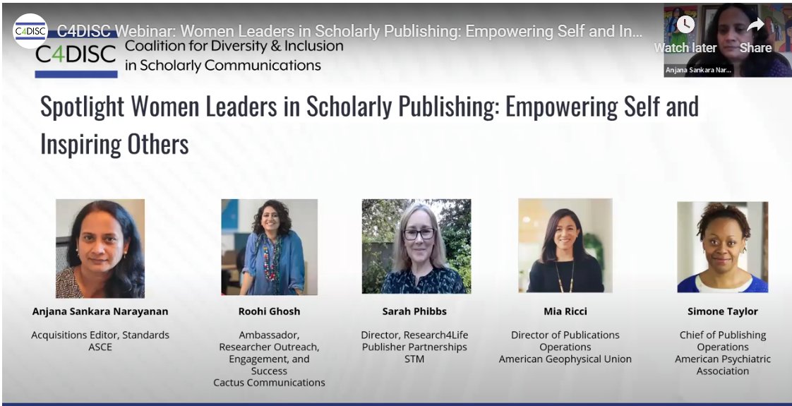 Women Leaders in Scholarly Publishing: Empowering Self and Inspiring Others
Please find the recording of this webinar from October: youtu.be/9lzgdFFOCCg
Scholarly publishing faces significant challenges related to DEIA, gender is one critical dimension that demands attention.