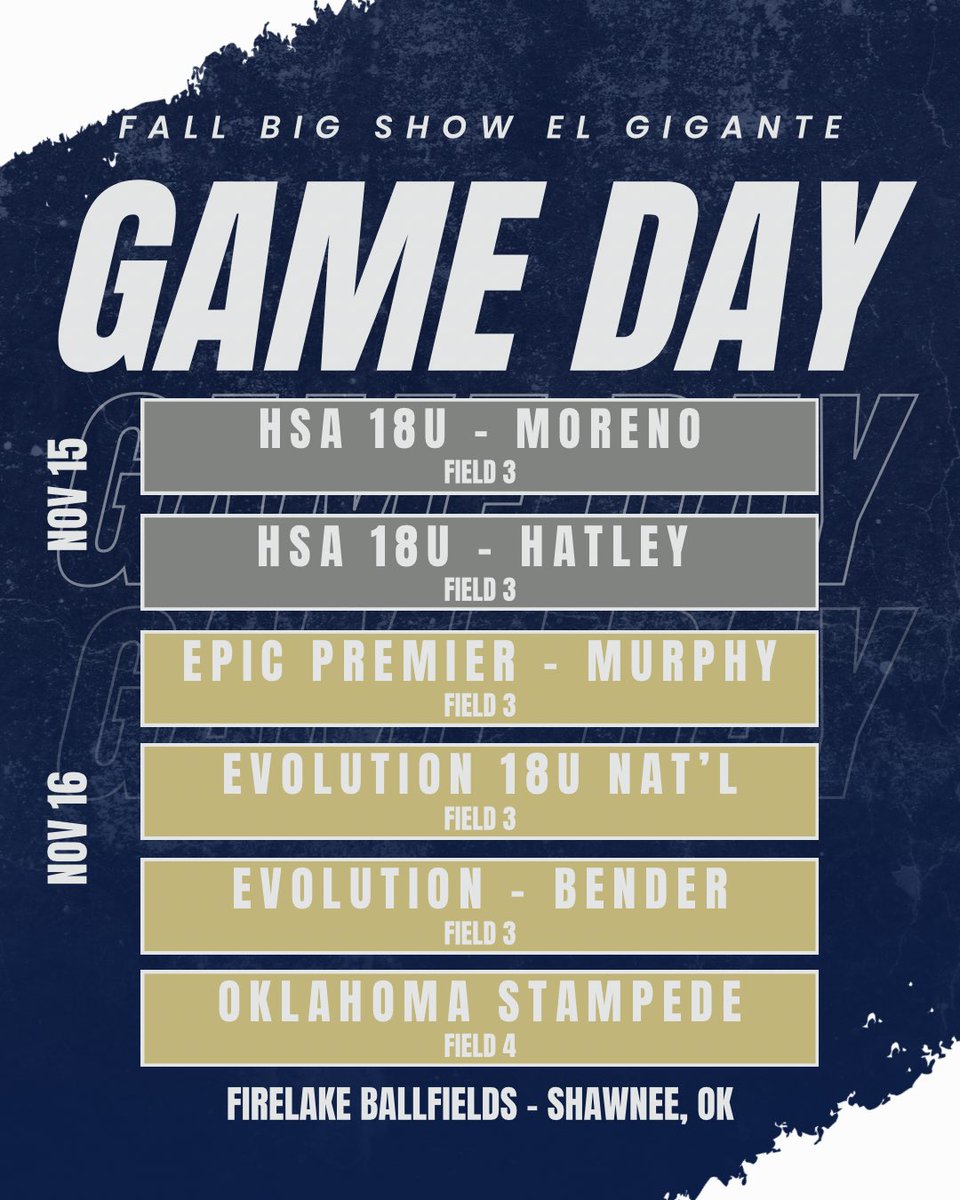 Nebraska Thunder Gold 18u - Mayfield (@nethunder18u) on Twitter photo One last tournament for the fall season! Down in Oklahoma for the Fall Big Show El Gigante! Games will be played at Firelake Ballfields and live streamed on GameChanger! 🥎 <a href="/CoachMayfield05/">Bryce Mayfield</a> One last tournament for the fall season! Down in Oklahoma for the Fall Big Show El Gigante! Games will be played at Firelake Ballfields and live streamed on GameChanger! 🥎 <a href="/CoachMayfield05/">Bryce Mayfield</a>