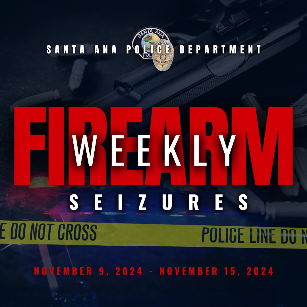 SantaAnaPD's tweet photo. #SantaAnaPD #WeeklyFirearmSeizures 11/09/2024 - 11/15/2024
#GunsOffTheStreets #safercommunity #ourTOPpriority #WeAreSAPD https://t.co/7tXvMqq8uu