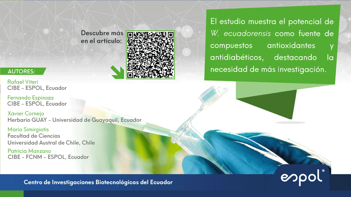 cibe_espol's tweet photo. 🚨¡Nuevo Art. Científico!
𝑾𝒊𝒈𝒂𝒏𝒅𝒊𝒂 𝒆𝒄𝒖𝒂𝒅𝒐𝒓𝒆𝒏𝒔𝒊𝒔, planta de la costa ecuatoriana, muestra potentes propiedades antioxidantes, antibacterianas y capacidad de inhibición enzimática, destacando su potencial en medicina natural. 🌱
https://t.co/tJnLLYW20W https://t.co/062qSIv8Hr