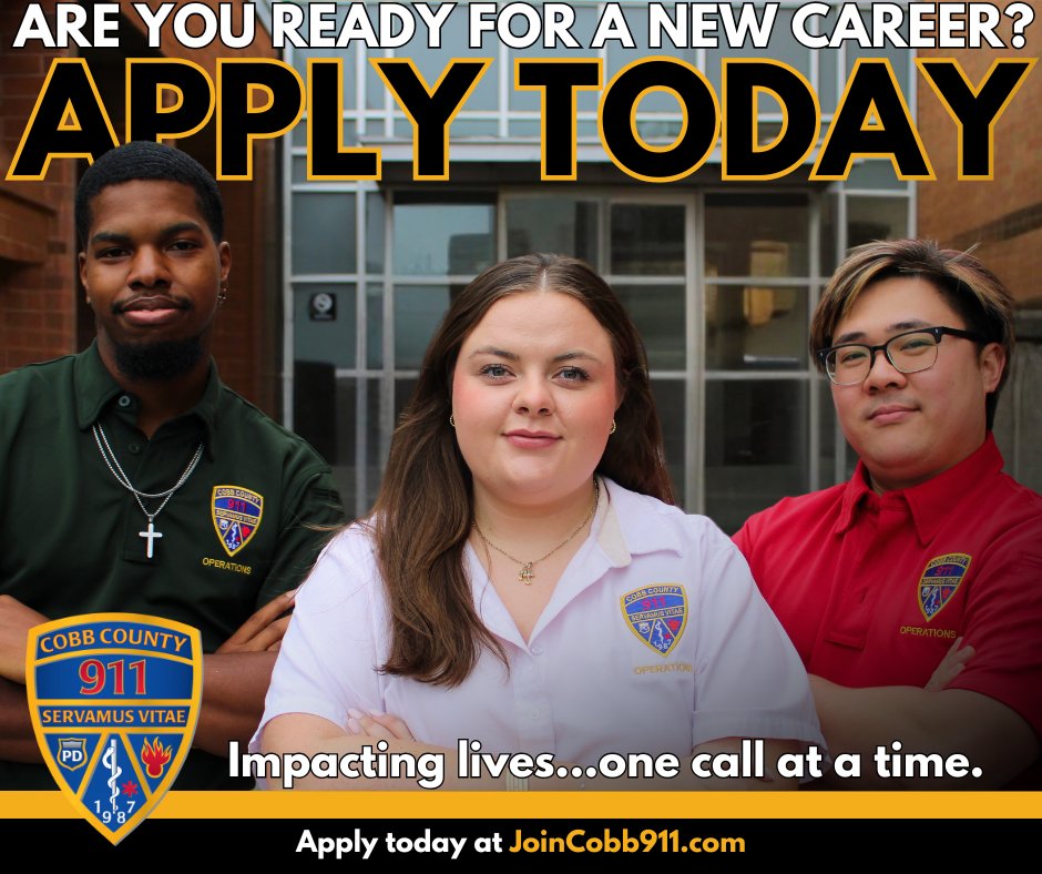 Ready for a new career? Join our team of Emergency Communications Officers at Cobb County 911! Enjoy paid training, tuition assistance, and opportunities for growth in a supportive environment. Apply today at JoinCobb911.com. Your community needs you! #JoinCobb911