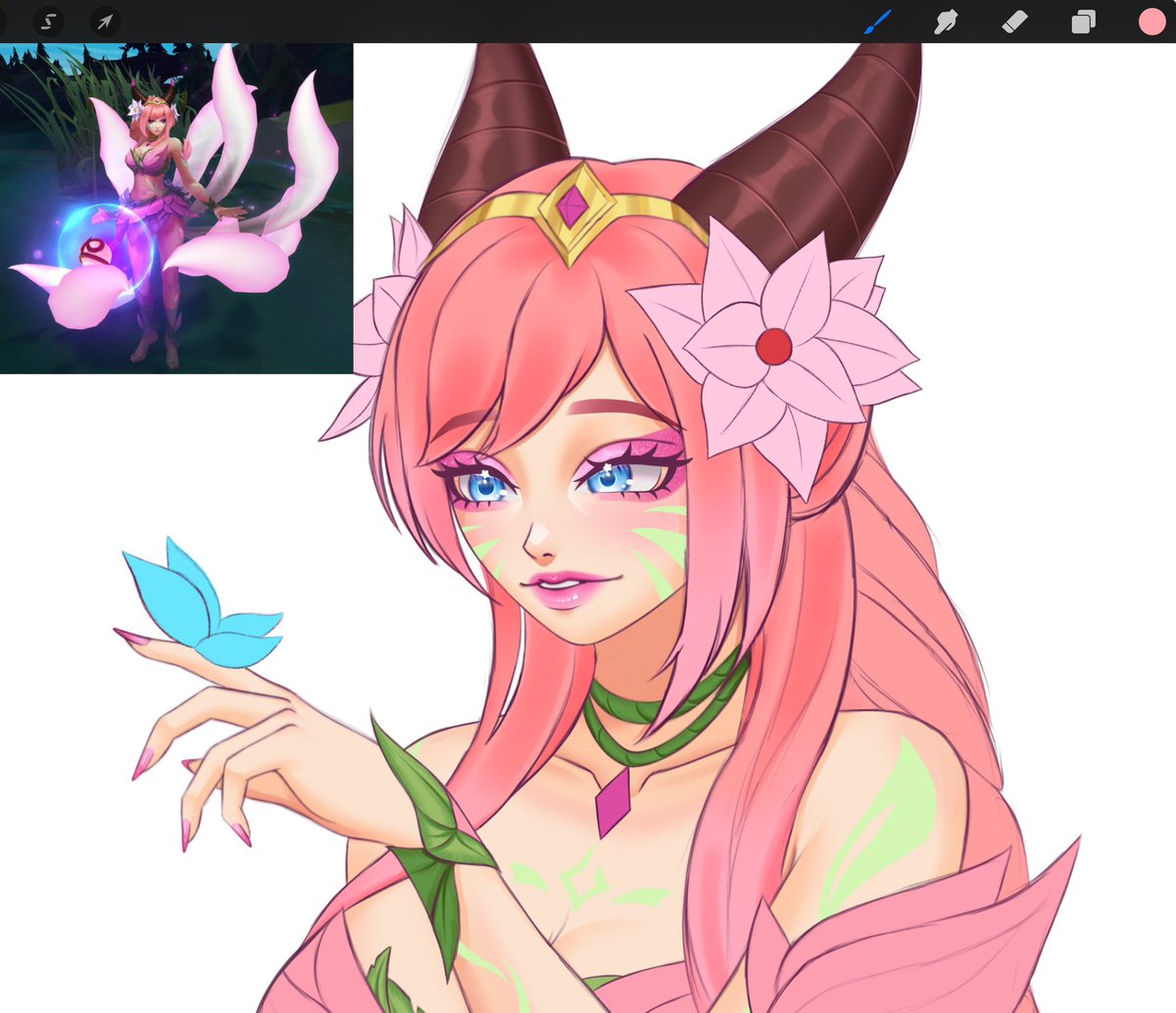 katbunns_'s tweet photo. Elderwood Ahri cm wip 🪷💕 https://t.co/kB4LTrV7E0