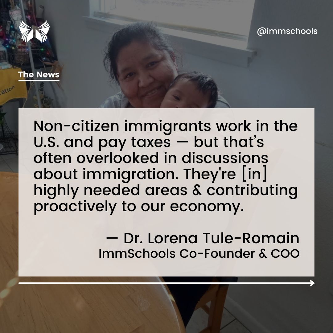 ImmSchools's tweet photo. Our Co-Founder and COO, Dr. Lorena Tule-Romain, was recently quoted by NPR for North Texas on the contributions of immigrants and on how their importance and concerns are often overlooked in discussions about immigration. Link to the article: https://t.co/O7zYXsPlVV https://t.co/CrlkG5yD6k