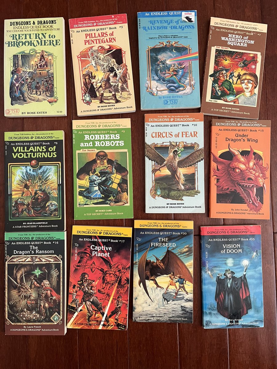 WizardGoesBoom's tweet photo. Do you remember these? Did you have any of these books? These are what got me interested in D&amp;D as a kid https://t.co/3snCIi0a6z