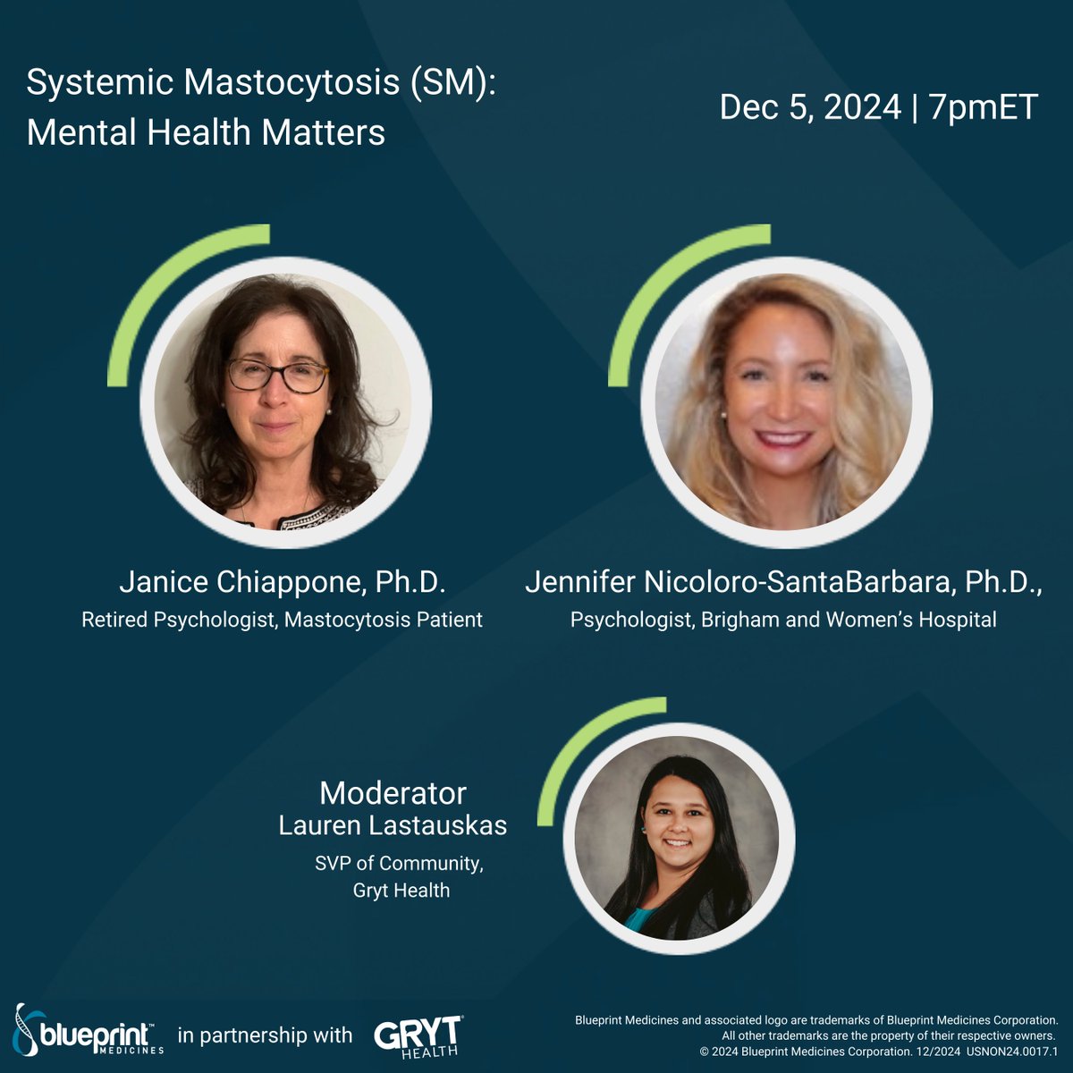 Join us on Dec 5th @ 7pm ET as we discuss mental health when navigating a rare disease like Systemic Mastocytosis. Register here: mastoconnect.com 
ASL and Spanish interpretation are available during this live webinar!
#systemicmastocytosis #mentalhealth