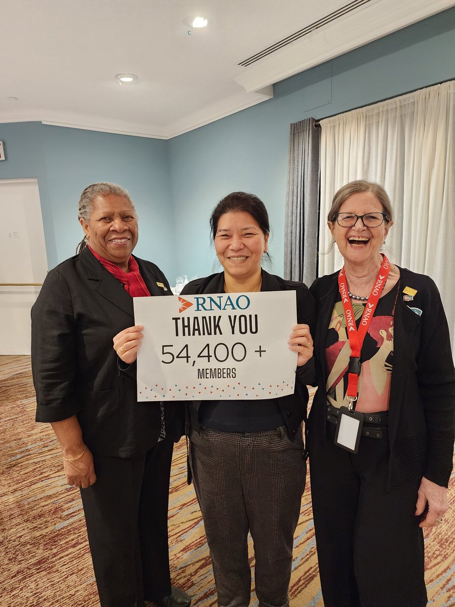 <a href="/RNAO/">RNAO</a> <a href="/LhamoDolkar2023/">Lhamo Dolkar</a> <a href="/ClaudetteHollow/">Claudette Holloway</a> ➡️ Powerful @rnao BOD having important policy conversations. Also, camaraderie and fun. #cdnpoli #cdnmedia

➡️ We reached a new milestone: 
54,400 members🥈🥈🥈

➡️ Speaking out for #Nursing. Speaking out for #Health.