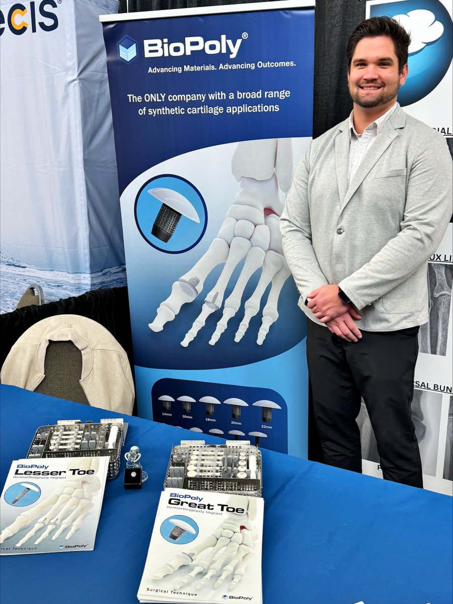 BioPolyOrtho's tweet photo. Come see Jack Duffy at the at the Minnesota Podiatric Medical conference today, Friday 11/15 and tomorrow, Saturday 11/16 to learn how BioPoly can enhance your treatment for arthritic and degenerative MTP joints! 🦶✨

#BioPoly #MPMAConference #MTPJointCare #RefuseToFuse https://t.co/Gb5hGUcsza