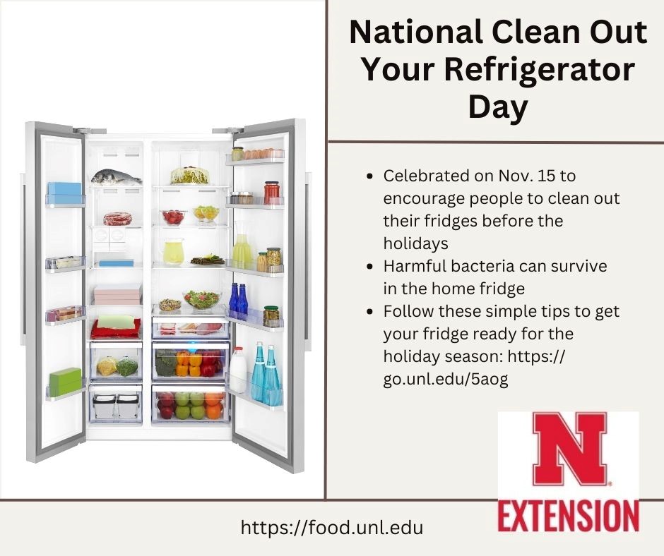 Nebraska Extension in Douglas-Sarpy Counties & 4H (@douglassarpyext) on Twitter photo Ready for all those holiday dishes and treats? Now’s the perfect time to clean out your fridge! Make space and keep food safe from Thanksgiving to New Year’s. Learn more: go.unl.edu/5aog #UNLFoodSafety
<a href="/UNLExtension/">Nebraska Extension</a> Ready for all those holiday dishes and treats? Now’s the perfect time to clean out your fridge! Make space and keep food safe from Thanksgiving to New Year’s. Learn more: go.unl.edu/5aog #UNLFoodSafety
<a href="/UNLExtension/">Nebraska Extension</a>