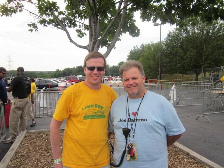 From Charlotte 2011. Spoiler alert: John didn't like Joe Paterno and had to wear the shirt because he lost a bet.
