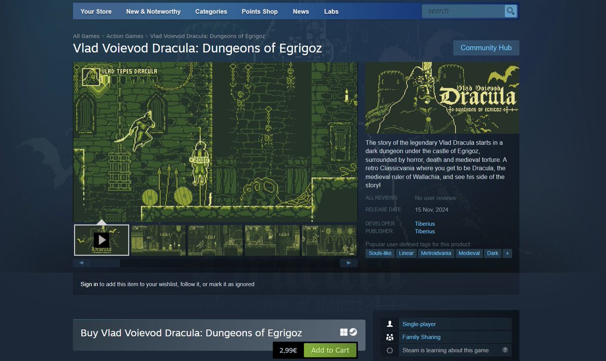 Celebrating the launch of Vlad Voievod Dracula Dungeons of Egrigoz with a 60% discount to Episode 1! 

store.steampowered.com/app/2984080/Vl…

store.steampowered.com/app/1794430/Vl…

#Dracula #Castlevania #Metroidvania #indiegame