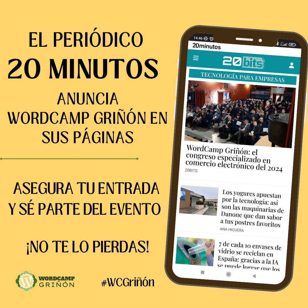 ¡Atención!

WordCamp Griñón está en 20 Minutos <a href="/20m/">20minutos.es</a>. Un congreso único para aprender sobre eCommerce y tecnología.

20minutos.es/tecnologia/tec…

¡No te quedes fuera! Compra tu entrada y únete a la experiencia.

grinon.wordcamp.org/2024/tickets/

#WCGriñón #EventosTecnológicos