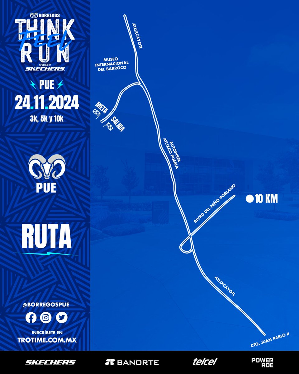 borregostec's tweet photo. 🏃‍♂️ ¡FALTAN 9 DÍAS! 🏃‍♀️
Este 24 de noviembre, ven a correr con nosotros en Borregos #ThinkFeelRun Powered by Skechers en Campus Puebla.

🌟 Elige tu distancia e inscríbete hoy mismo en https://t.co/WYpCHO1bml 

#BorregosThinkFeelRun #SkechersMX https://t.co/oM2iwjRXfx