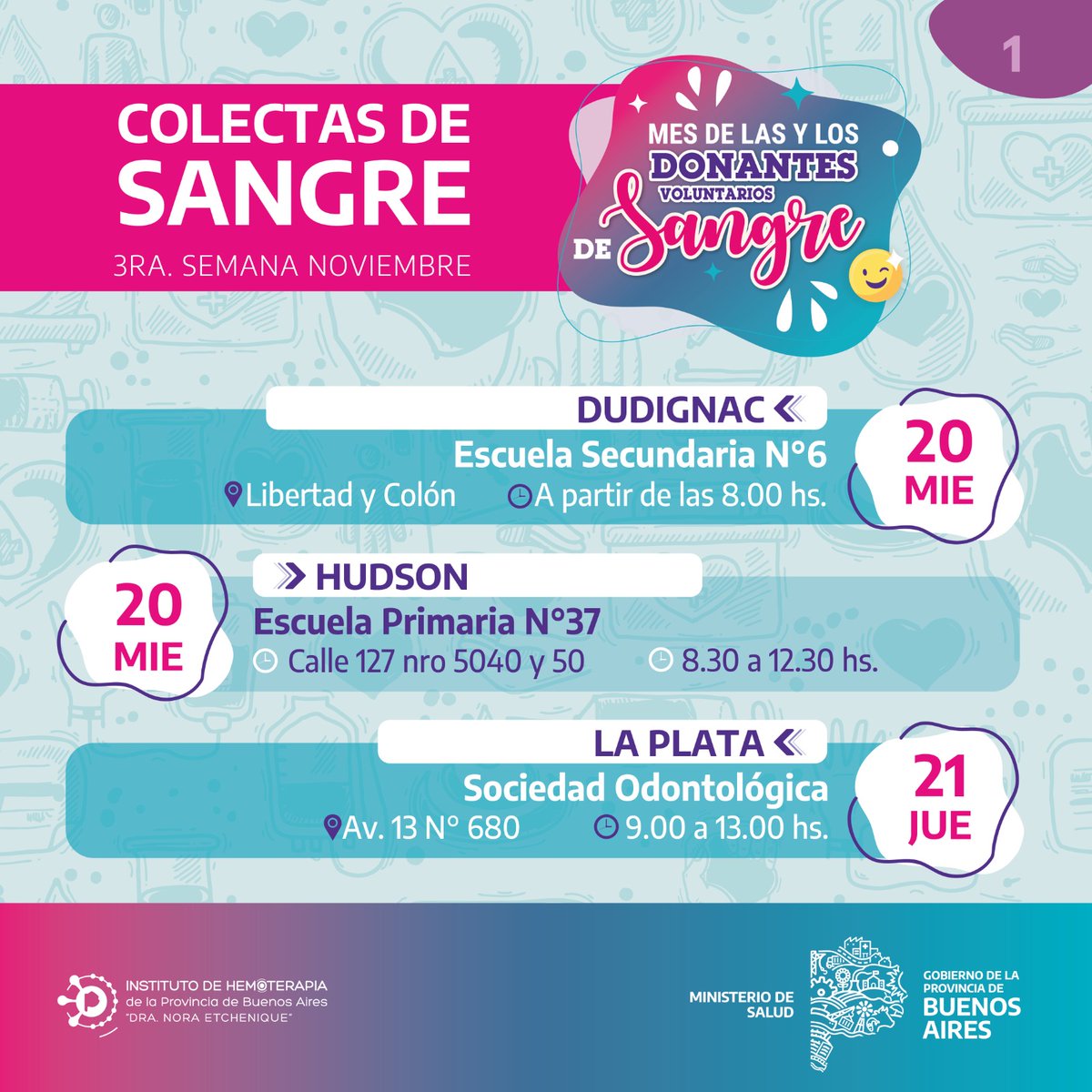 Hemodifusion's tweet photo. 🗓️ Estás son las colectas externas programadas para la próxima semana en @BAProvincia https://t.co/6Z0YXNj4wp