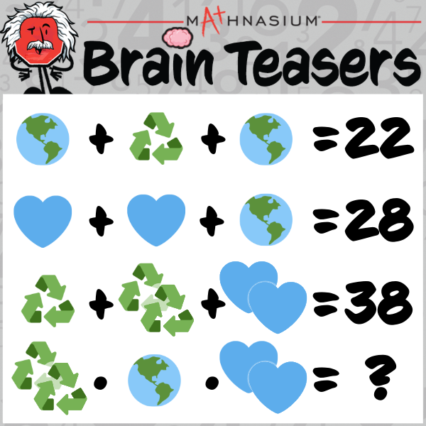 mathnasium_frtx's tweet image. ♻️ Ready for a recycling-themed brain teaser? Solve for “?” and share in the comments! 🌍 #Mathnasium #RecyclingDay #MathPuzzle