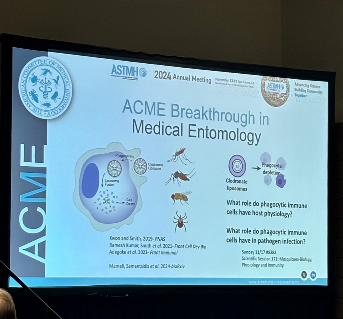🎉Congratulations Dr. Ryan Smith <a href="/Vectorimmunlab/">Ryan  Smith</a>, Iowa State U, for receiving the 2024 ACME Breakthrough in Medical Entomology Award. 

🥇The award was presented by outgoing Chair <a href="/DrAdrianaTroyo/">Adriana Troyo 🔬🦟 🇨🇷</a> at the awards ceremony during ACME Symposium II  <a href="/ASTMH/">ASTMH</a> #TropMed24, with <a href="/hamer_lab/">HamerLab</a>