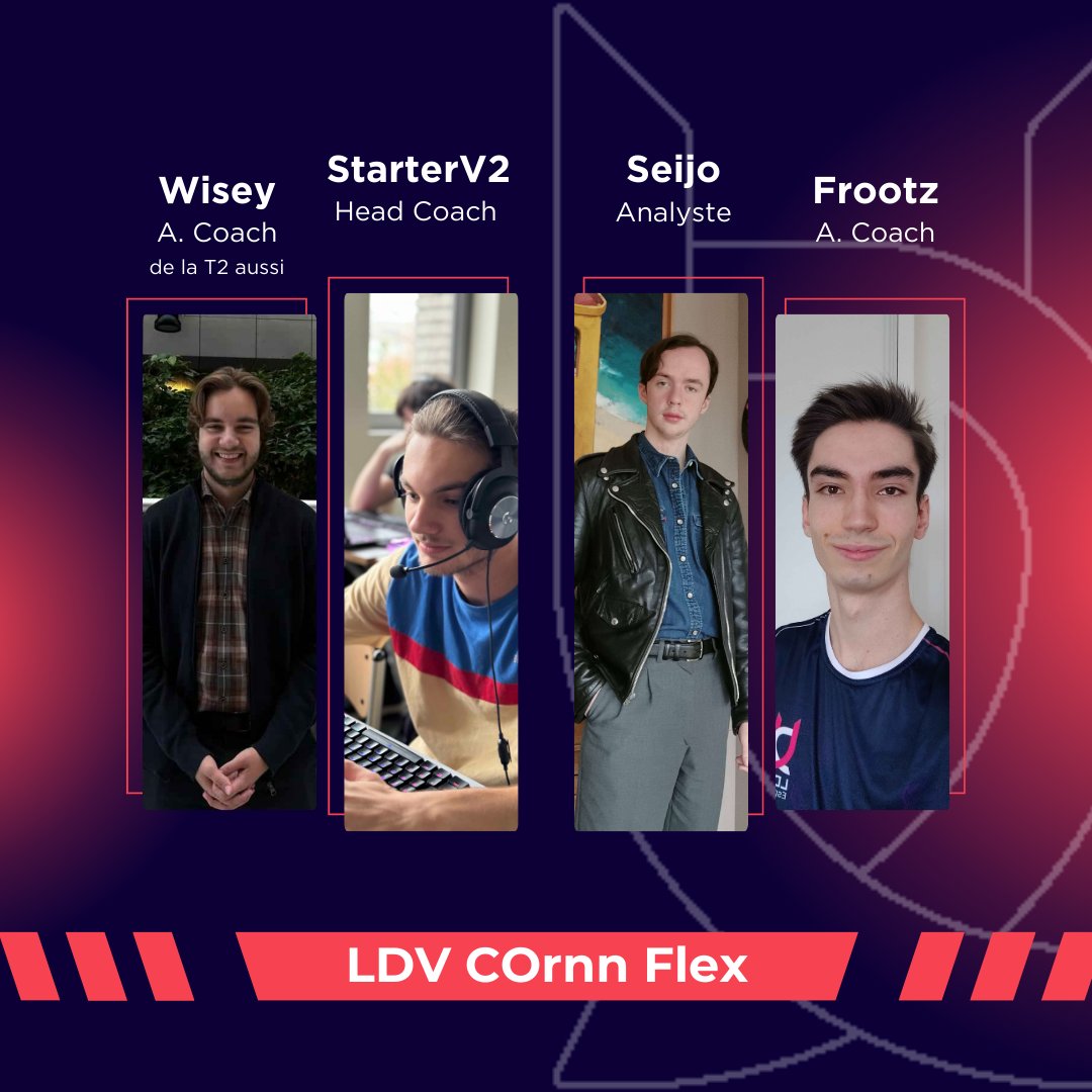 LDVEsport's tweet photo. 🎮 Un jour, une équipe : focus sur notre T1 League of Legends 🌟
Nos champions :
🛡️ Top - Blocubiks
⚔️ Jungle - Nicolo
🎯 Mid - Slash
🏹 ADC - Blooqi
🌀 Support - Clefig
💪 Encadrement :
👨🏫 Head Coach - StarterV2
📊 Analyste - Seijo
🧠 Asst. Coachs - Wise & Frootz
#LDVWIN https://t.co/OrE5rfrfY7