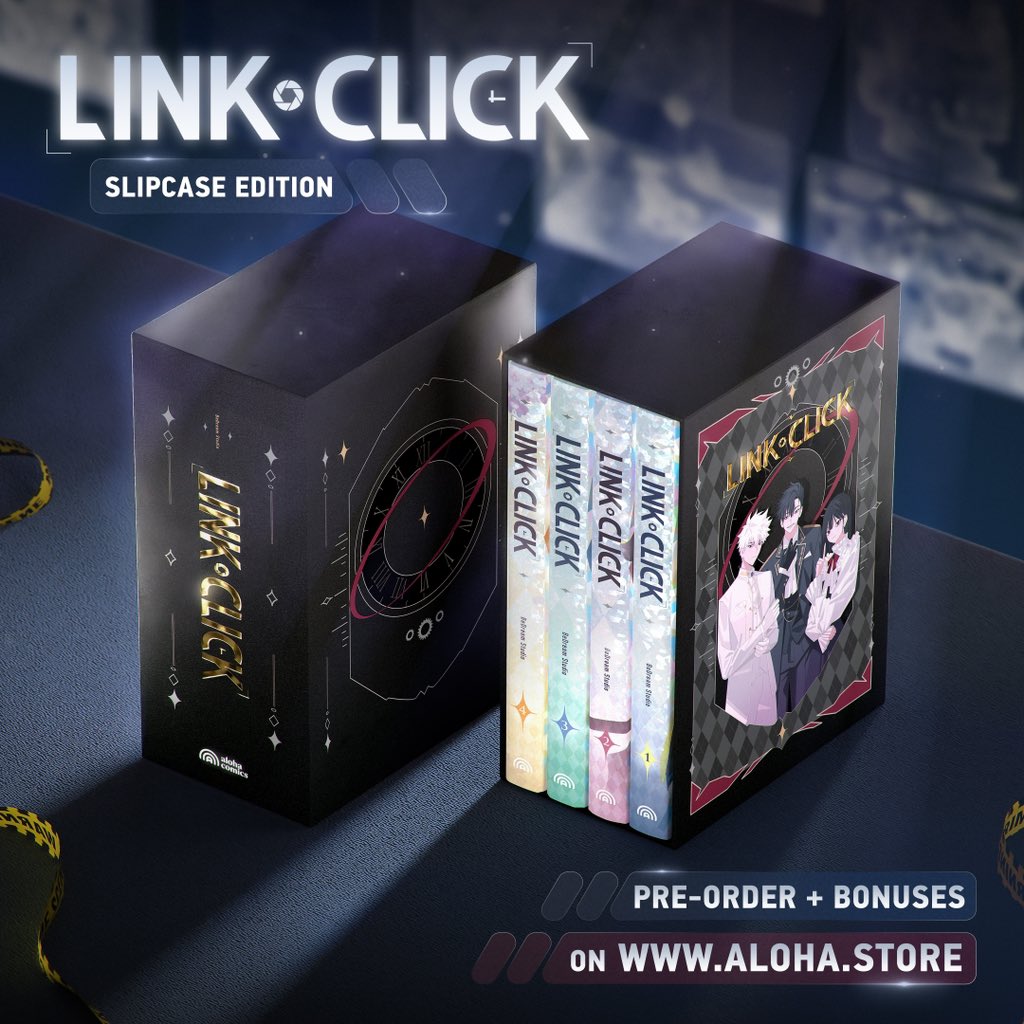 alohacomics's tweet photo. Pre-orders now open for Link Click Vols. 1-4 in a special slipcase at https://t.co/KmD0WjfOab!

The 4 hardcover volumes + slipcase with gold foil + bonuses will be released in spring 2025.

Full details in the comments below:

#linkclick #blmanhua https://t.co/oiL46DfijC