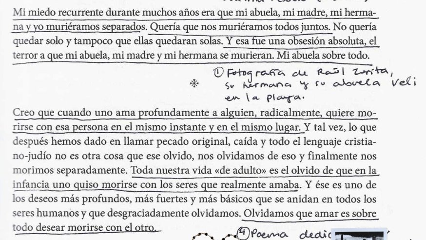 Siempre pensando en esto que escribió Raúl Zurita de que amar es sobre todo desear morirse con el otro y me parece lo más cercano a la sensación del duelo.