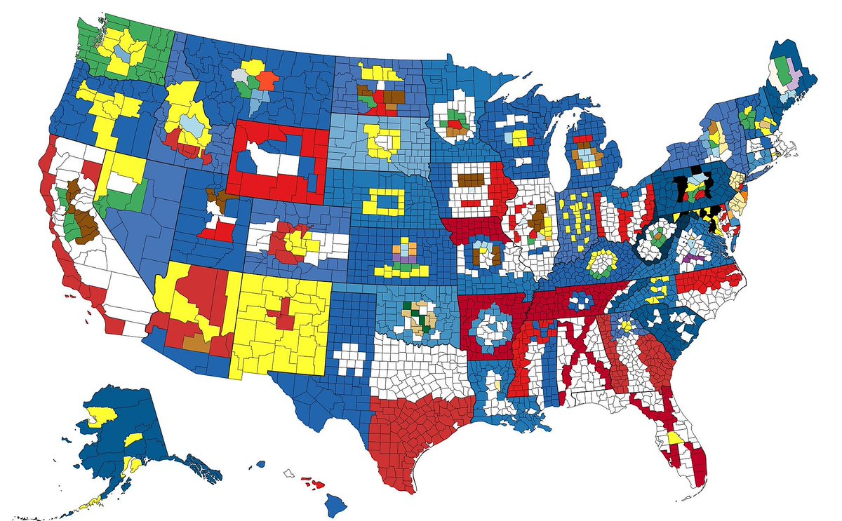 TerribleMaps's tweet photo. Flags of U.S. States Built from County Lines https://t.co/FtN1lg7V8M