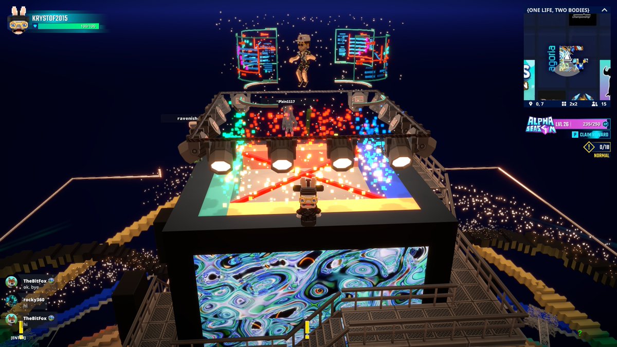 Krystof_2015's tweet photo. Vibing at @agoriamusic's DJ Set in One Life, Two Bodies in @TheSandboxGame. The music is electric! 🎧🔊 https://t.co/LFPWOpzCAm #TheSandbox #AlphaSeason4 #AS4SocialChallenge https://t.co/tpcD3ghOeb