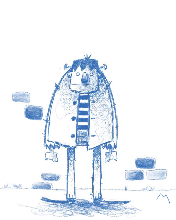 ArteByClaudio's tweet photo. Frankenstein’s sketch!! #digitalart #kidlit #cover #illustlation #picturebook #childrenbook #sketchart https://t.co/wTJrhodZB2