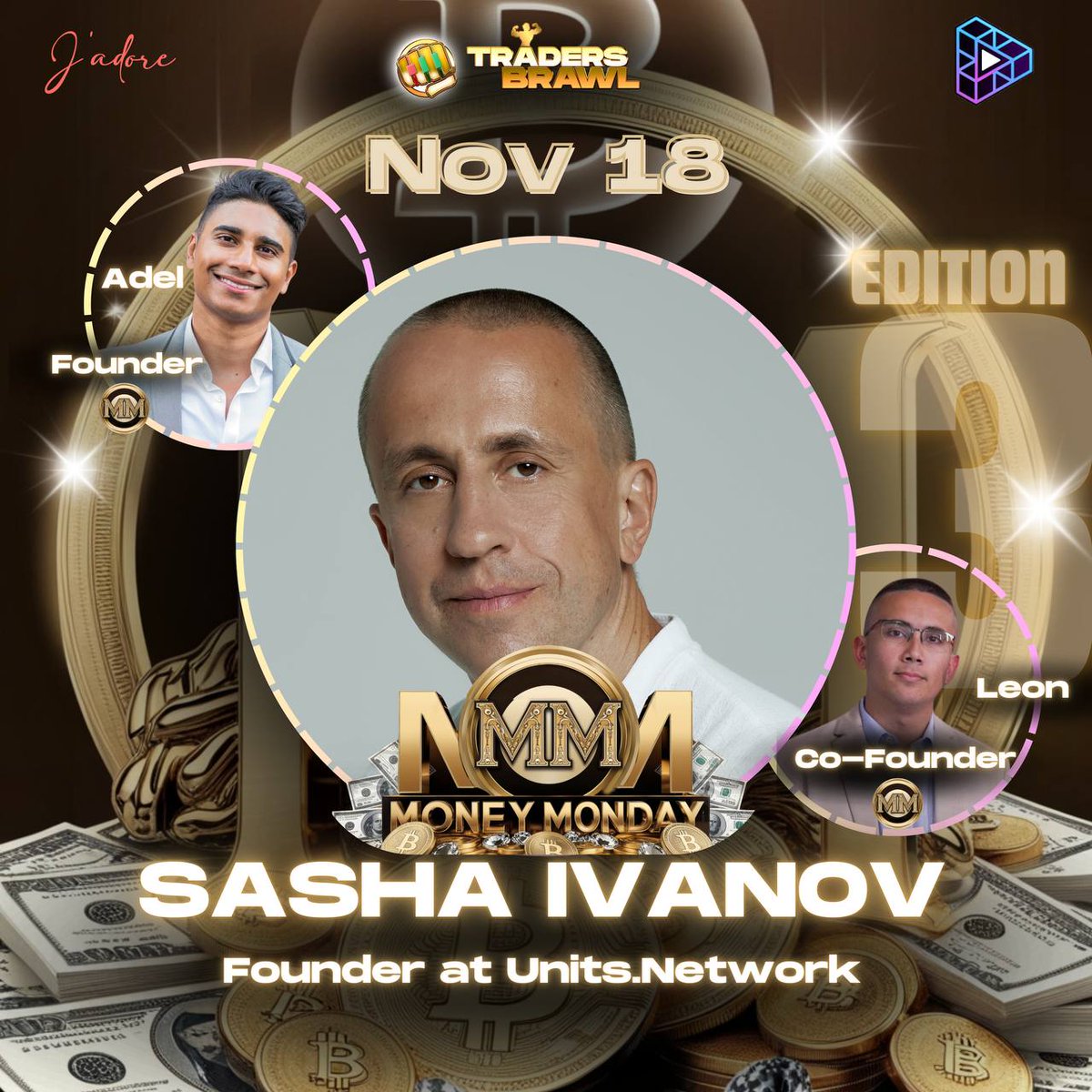 Money Monday Dubai Edition 3! ✨

Next Monday (18th), we feature Sasha Ivanov (<a href="/sasha35625/">Sasha.waves</a>), founder at <a href="/UnitsNetwork/">Units.Network</a> and is also a Web3 investor, tech entrepreneur.

​Come and join us for an evening soirée of networking amongst professional business leaders.

MARK YOUR CALENDARS