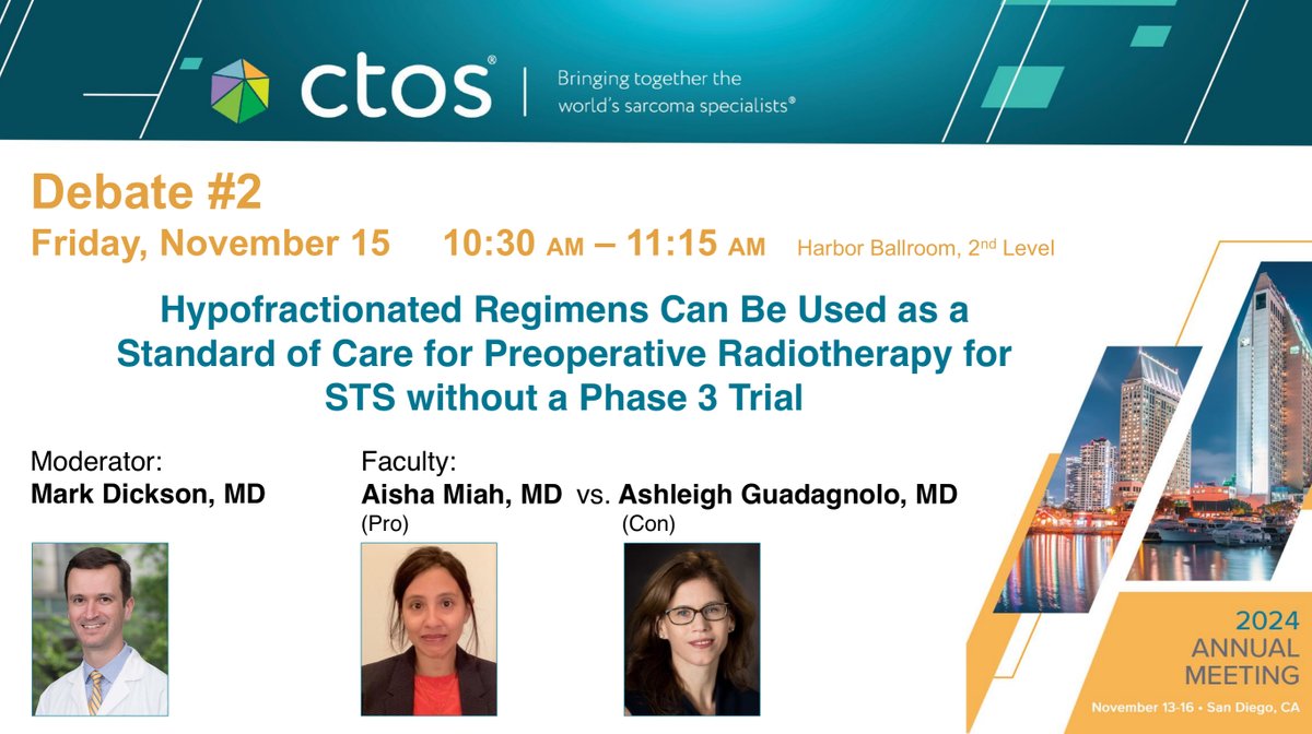 The second #CTOS2024 debate is coming soon!
☢️ hypofractionated radiotherapy - standard of care or not?
Aisha Miah 🥊🥊Ashleigh Guadangnolo
#CTOS2024 #CTOSTweeTOS