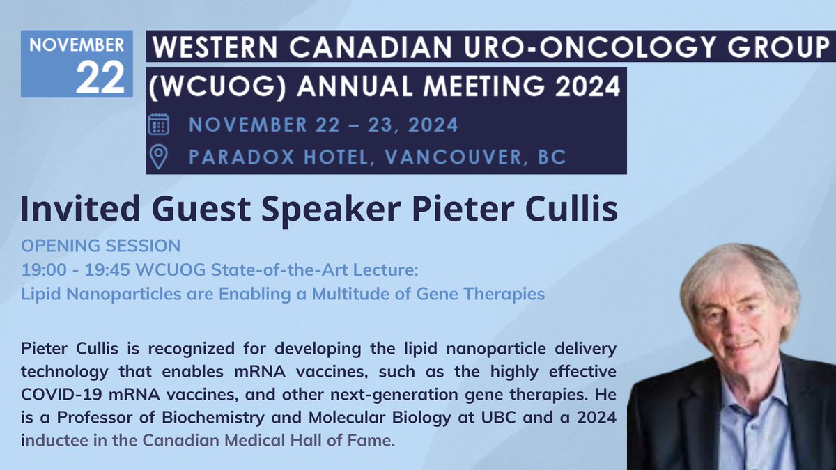 Canadian Urological Association (@canurolassoc) on Twitter photo Join us for #WCUOG24 in Vancouver, Nov 22-23, 2023 with special guest speaker opening the meeting with a Friday night dinner session! Full meeting info, registration and program: cua.org/event/29631
<a href="/pcvblack/">Peter Black</a> <a href="/UBCbiochemistry/">UBC Biochemistry & Molecular Biology</a> @UBCmedicine <a href="/UBCUrology/">UBCUrology</a> Join us for #WCUOG24 in Vancouver, Nov 22-23, 2023 with special guest speaker opening the meeting with a Friday night dinner session! Full meeting info, registration and program: cua.org/event/29631
<a href="/pcvblack/">Peter Black</a> <a href="/UBCbiochemistry/">UBC Biochemistry & Molecular Biology</a> @UBCmedicine <a href="/UBCUrology/">UBCUrology</a>
