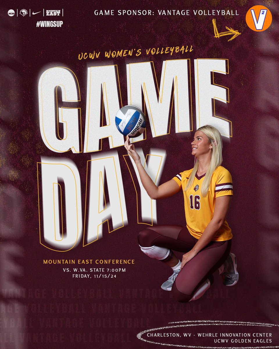UC hosts a big conference matchup vs. WVSU tonight in the Innovation Center! 🦅

The game is sponsored by @vantagevolleyball! 🥳

🆚 West Virginia State
⌚️ 7:00PM
📍Wehrle Innovation Centef
📊ucgoldeneagles.com/sidearmstats/w…
📺 mountaineast.tv/charleston/

#WingsUp