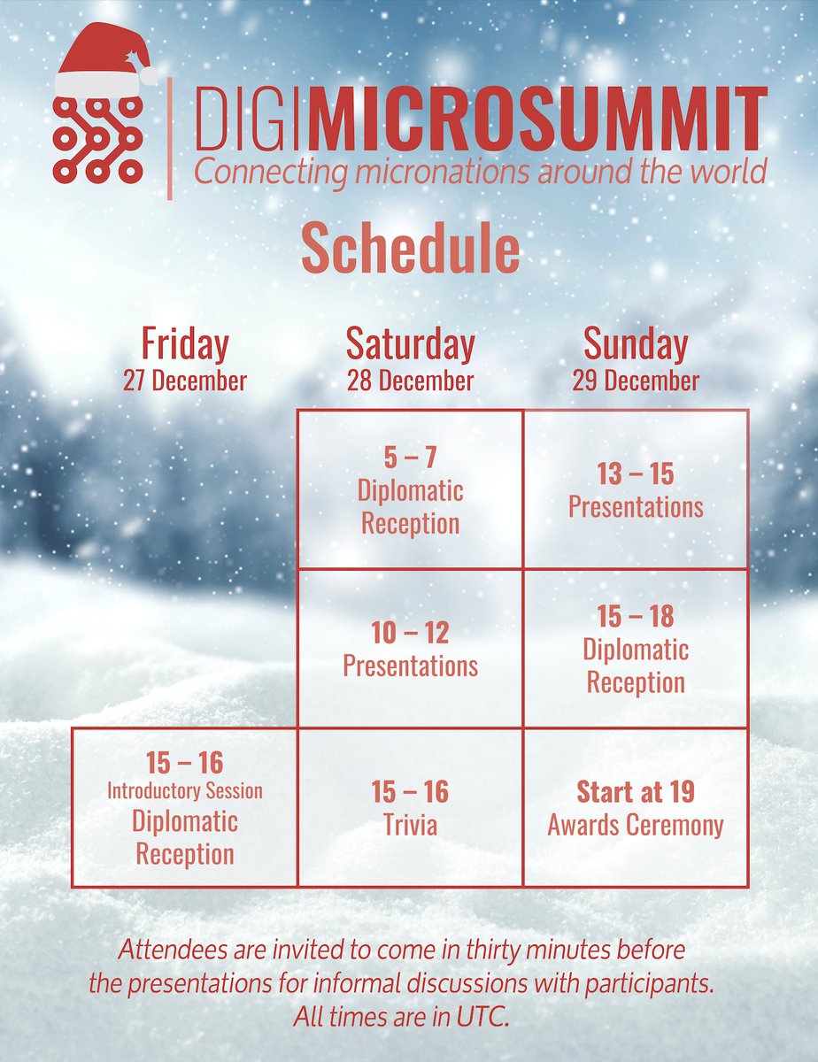 ObscuriumGov's tweet image. The Digi Micro Summit is coming back! From the 27th to the 29th of December we have several events and presentations prepared for any who wish to attend.  Visit our website for more info: digimicrosummit.info We look forward to seeing you at the DMS 2024! #micronations