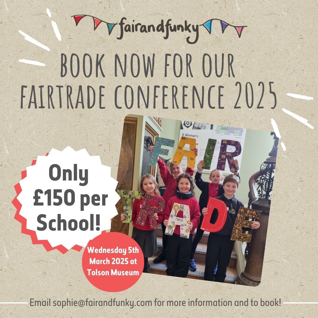 fairandfunky (@fair_funky) on Twitter photo Bookings are coming in fast for our TENTH Fairtrade conference for primary schools at Tolson Museum in March 2025.
Only FIVE places remaining! Please download a booking form here fairandfunky.com/fairtrade-conf… or email Sophie@fairandfunky.com to reserve your school a place. Bookings are coming in fast for our TENTH Fairtrade conference for primary schools at Tolson Museum in March 2025.
Only FIVE places remaining! Please download a booking form here fairandfunky.com/fairtrade-conf… or email Sophie@fairandfunky.com to reserve your school a place.