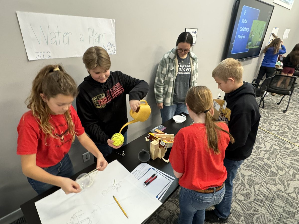 mbaconJCC's tweet photo. Great day to be a Thunderbird! JCC students working on their Rube Goldberg projects at ESU4. https://t.co/RIvQbNqmNO