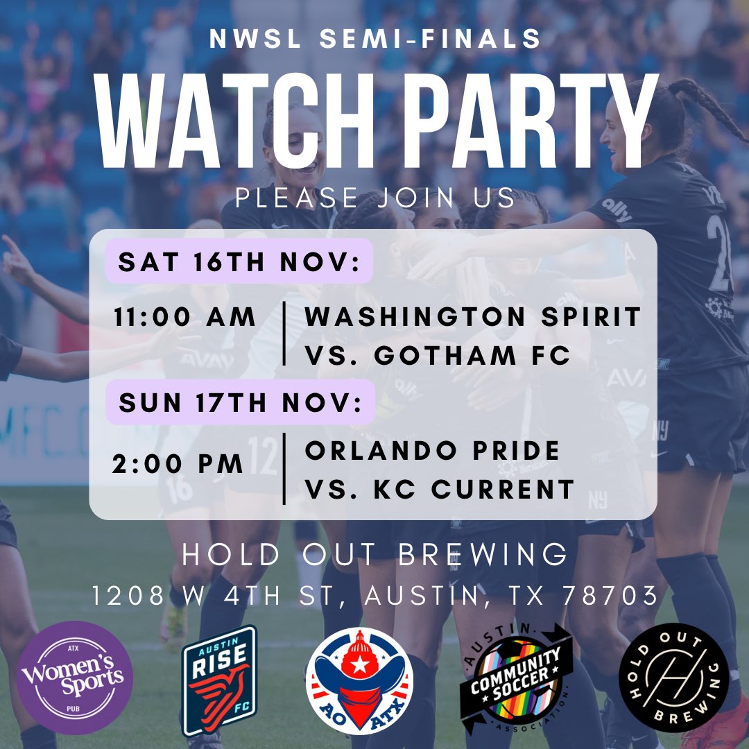 ⭐️WEEKEND WATCH PARTIES⭐️

Join us at Hold Out Brewing this Saturday AND Sunday to watch the NWSL Semi-Finals!🤩 Grab your squad, enjoy some brews, and cheer on the best in women’s soccer with us. Bring a jacket in case it gets chilly!✨

#nwsl #womenssoccer #watchparty