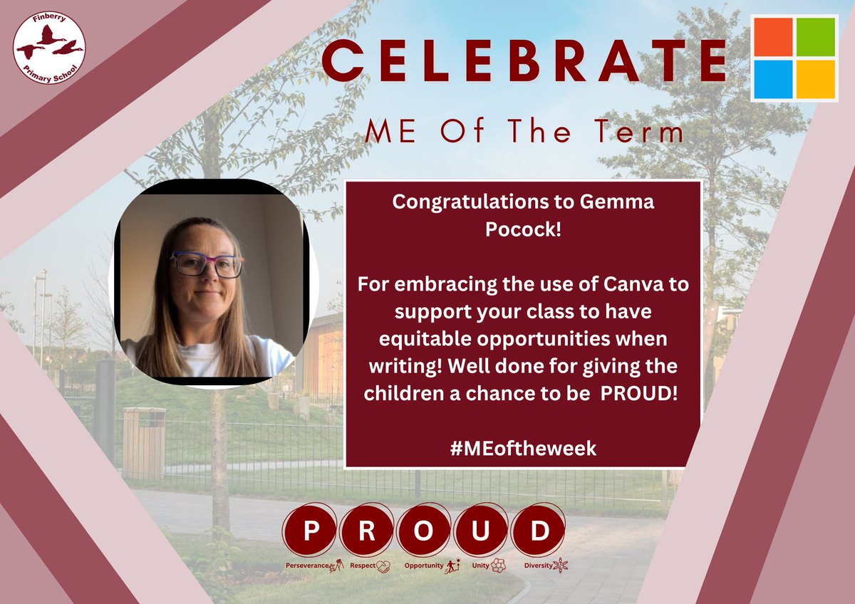 Finberry Primary School (@finberryprimary) on Twitter photo π Big congratulations to Gemma Pocock, our #Microsoft Educator of the Term! Embracing <a href="/CanvaEdu/">Canva for Education</a> to give students equitable writing opportunities β what a fantastic achievement! Well done for making a difference, Gemma! πβοΈ #MEOftheWeek <a href="/MicrosoftEDU/">Microsoft Education</a> π Big congratulations to Gemma Pocock, our #Microsoft Educator of the Term! Embracing <a href="/CanvaEdu/">Canva for Education</a> to give students equitable writing opportunities β what a fantastic achievement! Well done for making a difference, Gemma! πβοΈ #MEOftheWeek <a href="/MicrosoftEDU/">Microsoft Education</a>