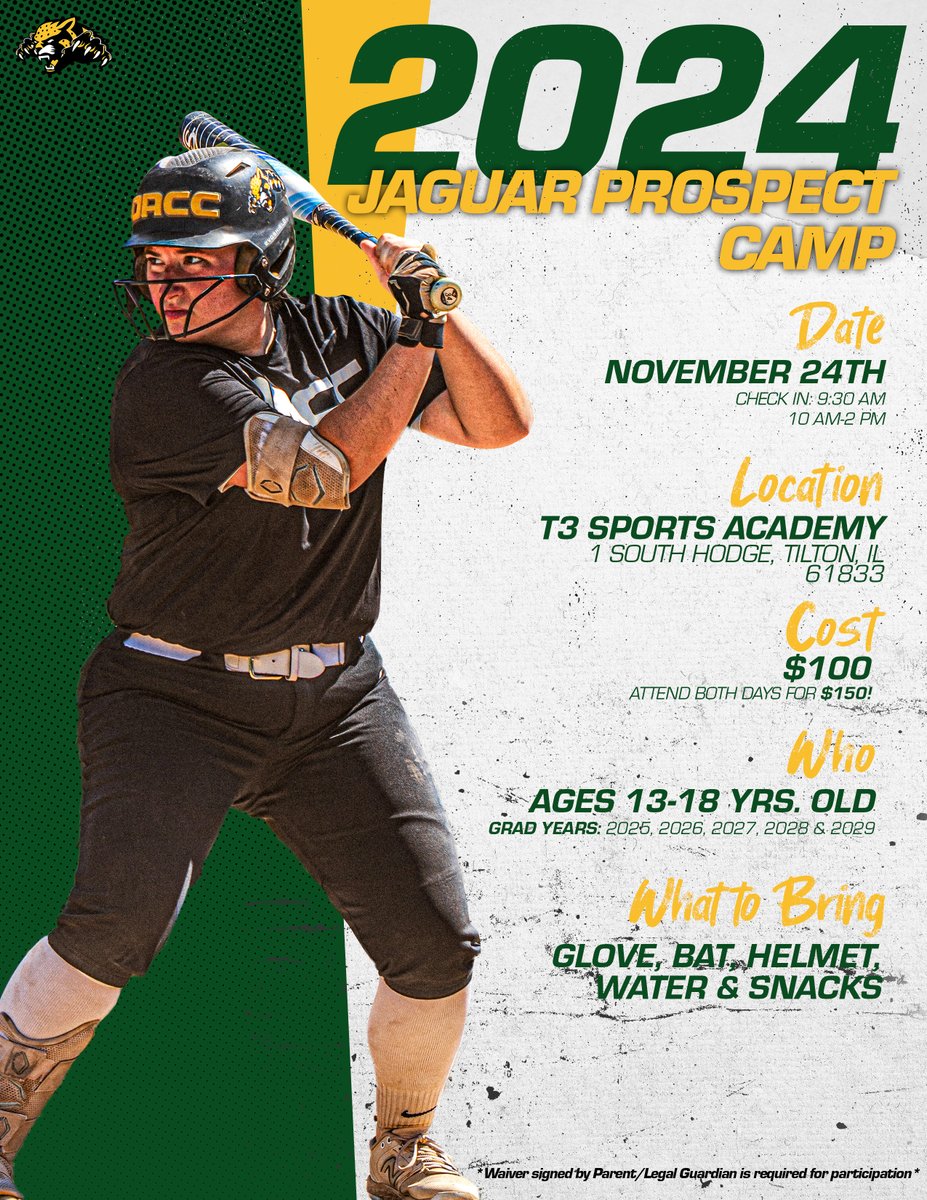 TWO DATES FOR OUR UPCOMING PROSPECT CAMPS!  

November 23rd and November 24th! 
Attend both days for only $150 or each day for $100. 

Sign up below: 
danvillejaguars.com/sports/2022/6/…