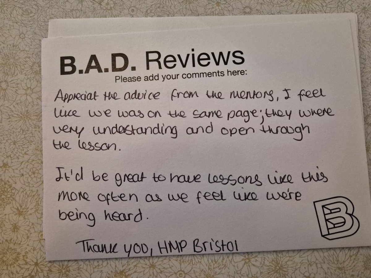 <a href="/Outsiders_Proj/">The Outsiders Project</a> taking #ArtBehindBars with creative writing workshops and performance, in  partnership with <a href="/PrisonEdWeston/">Weston College Prison Education</a> <a href="/HMPBristol/">HMPBristol</a>  Thirty-five learners having a positive experience behind walls . #artaccessibletoall