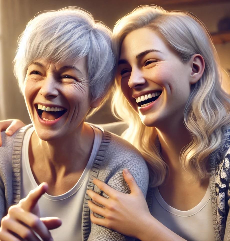 JaneCoSe's tweet photo. This captures a joyful moment between two women, one autistic and the other non-autistic, enjoying each other’s company in a relaxed, warm setting. This scene reflects not only a shared laugh but also the depth of their friendship and the warmth of their bond. Follow us for more https://t.co/4yk6ZZ6jjB